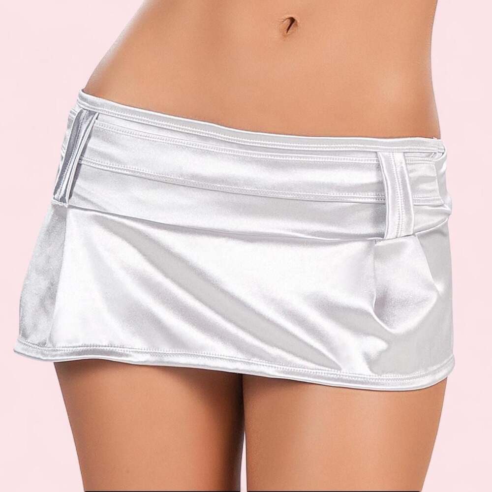 Vintage Y2K Deadstock Silver Micro Mini Skirt - Espiral Size M/L